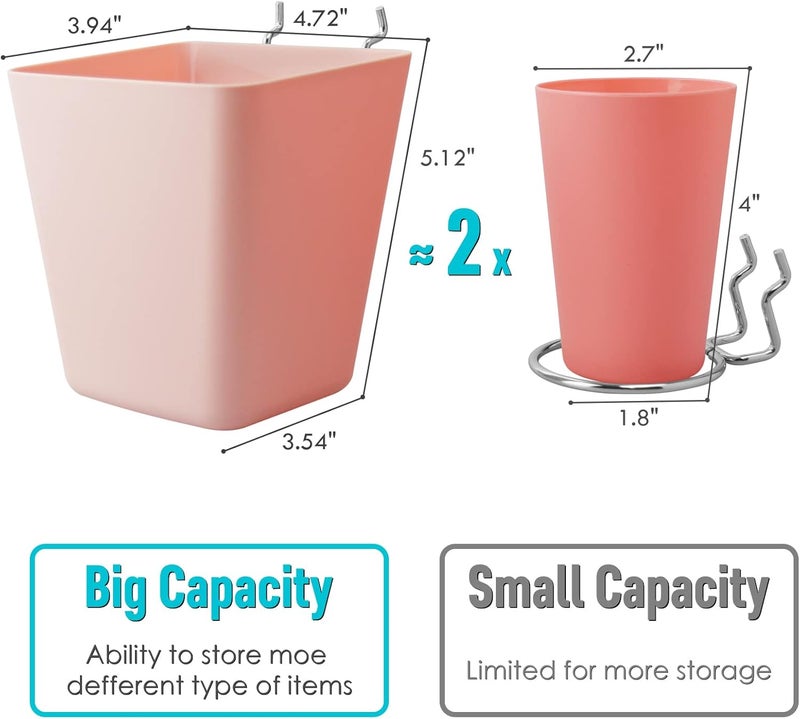 G.CORE Large Pegboard Cups Peg Board Storage Bin 6 Pack with Hooks, Square Box Shape Pegboard Cup Holder Accessories for Garage Workbench/Craft Room/Office/Playroom/Home Kitchen Organization (Black) - Image 4